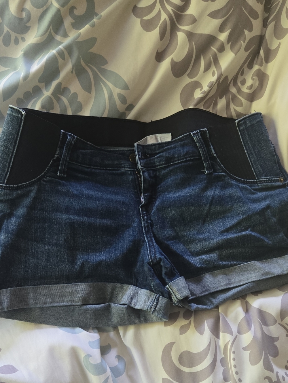 Maternity Dark Blue Denim Shorts